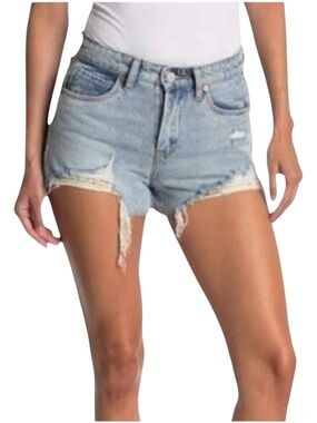 BLANKNYC Light Wash High Rise Distressed Denim Shorts 25